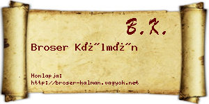 Broser Kálmán névjegykártya